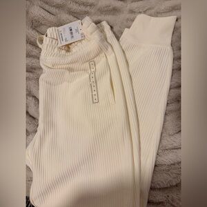 Cream Ribbed Joggers